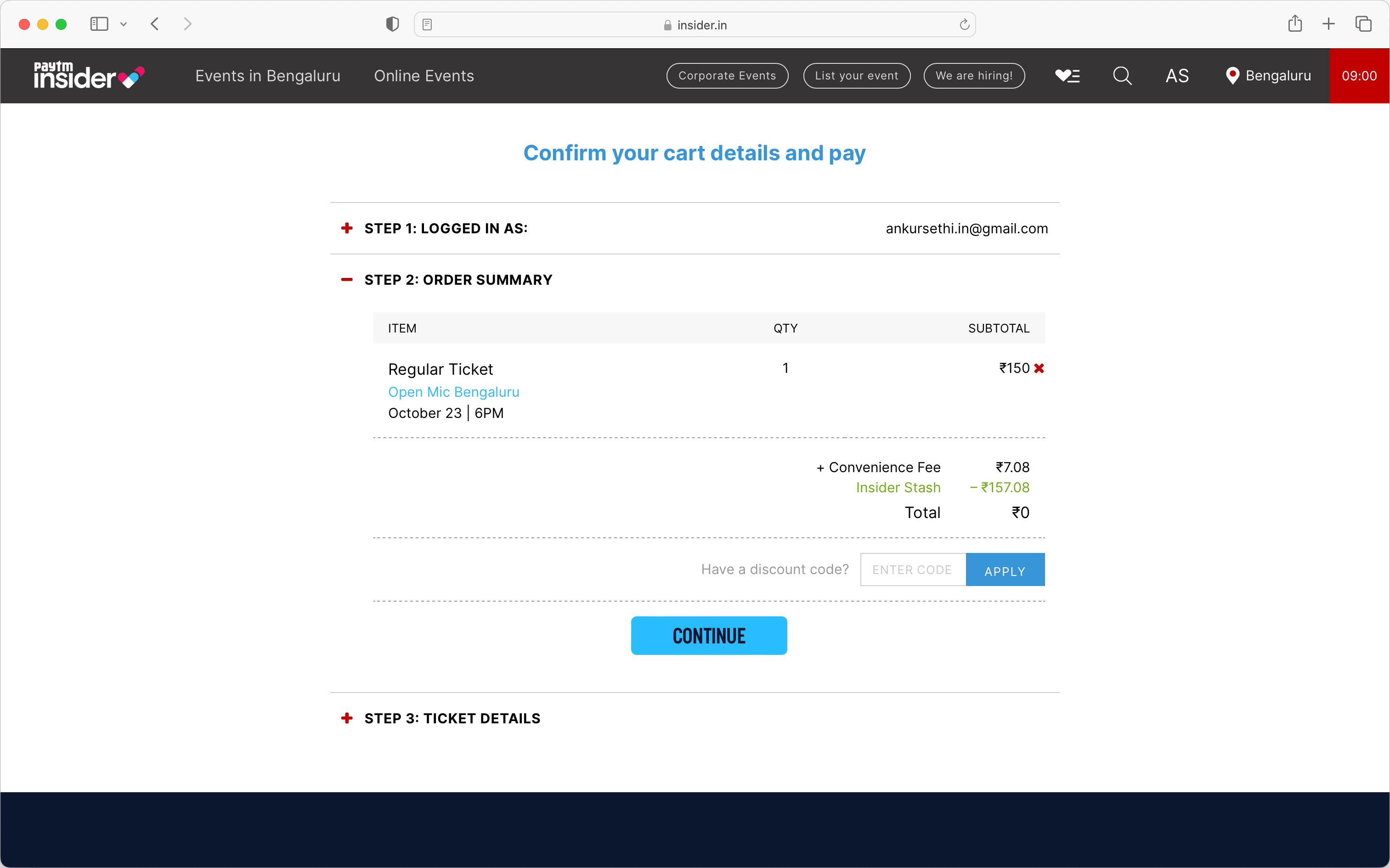 Insider.in checkout page