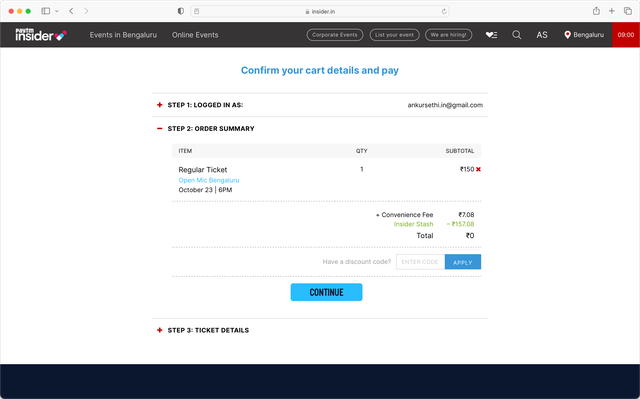 Insider.in checkout page